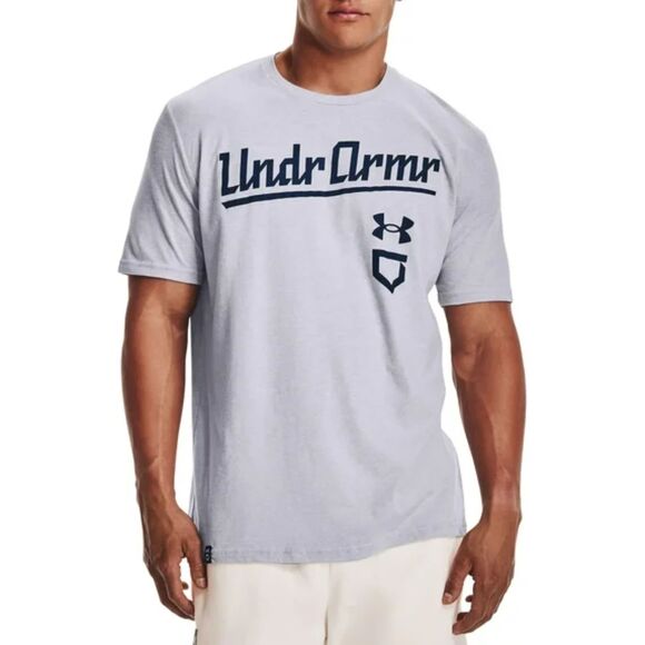 Under Armour Men's Baseball Script T-Shirt  Gray Size XL NWT - Picture 1 of 3